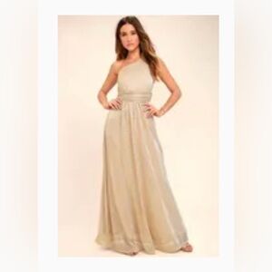 Lulu’s gold shimmer long dress